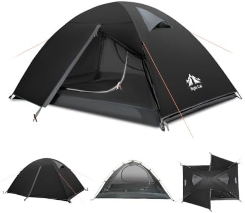 Night Cat 2-Persons Backpacking Tent: Waterproof Lightweight Camping Tent for Two People Hiking Outdoor Mountain with Aluminum Poles and Rainfly Green by NightCat