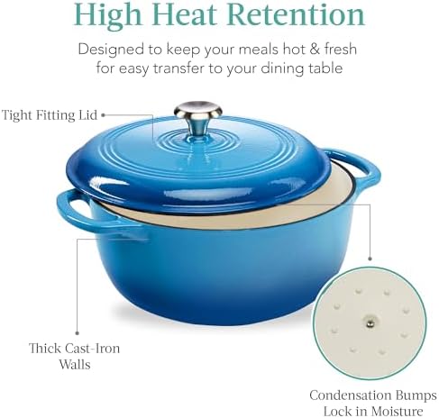 Best Choice Products 6 Quart Enamel Cast-Iron Round Dutch Oven, Family Style Heavy-Duty Pre-Seasoned Cookware for Home, Kitchen, Dining Room, Oven Safe w/Lid, Dual Handles - Blue - Image 5