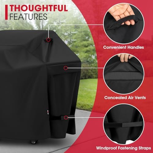 Unicook Grill Cover 55 Inch for Outdoor Grill, Heavy Duty, Waterproof, Fade Resistant, BBQ Cover with Handles/Straps/Air Vents, Compatible with Weber Charbroil Nexgrill Gas BBQs etc (Pack of 2) - Image 5