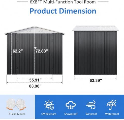 WKM 6x8 FT Outdoor Storage Shed - Image 2