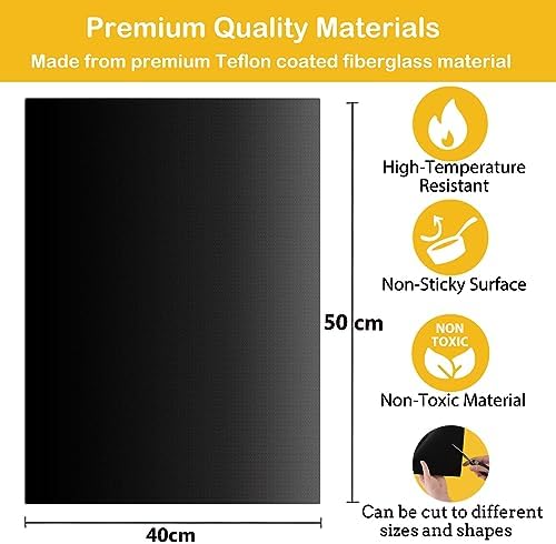 Dailyart 19x15inch Grill Mats for Outdoor Grill Non-stick 5 Pack Black - Image 2