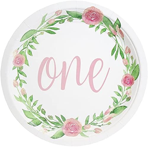 BLUE PANDA Decorative Floral Paper Plates - 9-Inch, Pack of 80 & Disposable Floral Birthday Party Plate - 1st Birthday Party Supplies - Image 6