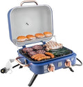 Kenmore Portable Propane Gas Grill - Tabletop BBQ Grill with Warming Rack, 2 Stainless Steel Burners with 14,000 BTUs, for Outdoor Kitchen, Camping, Navy & Copper by Kenmore