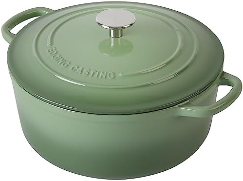 EDGING CASTING Enameled Cast Iron Dutch Oven Pot With Lid, 5.5 Quart, for Bread Baking, Cooking, Pistachio Green - Image 6