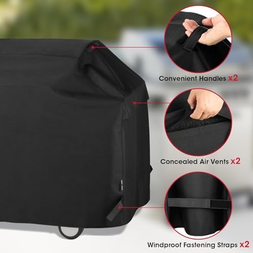 Unicook Heavy Duty Waterproof Grill Cover for Outdoor Grill 65 Inch, Black - Image 4