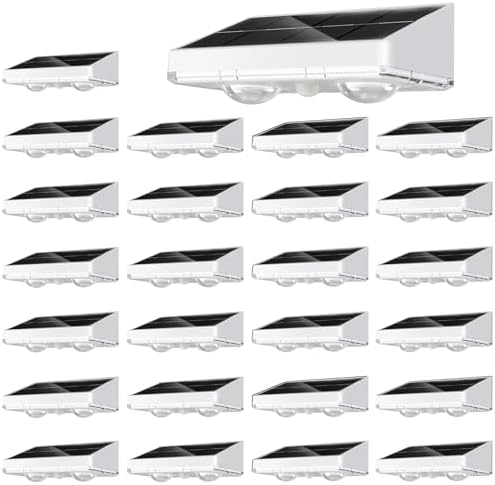 NIORSUN Solar Fence Lights,24 Pack Solars Deck Light,Warm White Color,Outdoor Bulb Waterproof Led IP65,Power Patio Lamp with Lenses for Outside/Backyard/Railing/Yard(White) by NIORSUN
