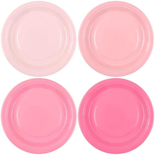 Breroa 72 Pcs Gradient Pink Paper Plates 7 Inch Bulk Pink Plates Disposable by Breroa