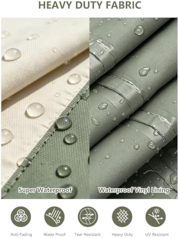 Rileytee Patio Furniture Cover Set, 600D Heavy Duty Waterproof 4-Piece Outdoor Furniture Covers, Fits Patio Loveseat, Chair and Coffee Table (White&Grayish Green,X-Large) - Image 3