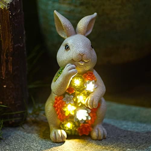 Nacome Solar Bunny Garden Statue - Succulent & 7 LED Lights, Outdoor Decor by Nacome