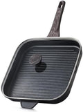 SENSARTE Nonstick Grill Pan with Lid, Grill Pan for Stove Tops, Versatile Griddle with Pour Spouts, Square Big Cooking Surface, Durable Skillet Indoor & Outdoor Grilling. PFOA Free by SENSARTE