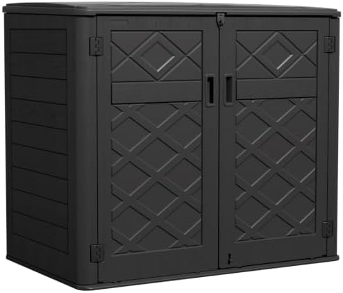 KINYING Larger Outdoor Storage Shed Weather Resistance, Resin Sheds & Outdoor Storage for Garden, Patios, Backyards, 48 Cu.Ft Tool Shed for Garbage Cans, Lawn Mower, Garden Tools,Black by KINYING