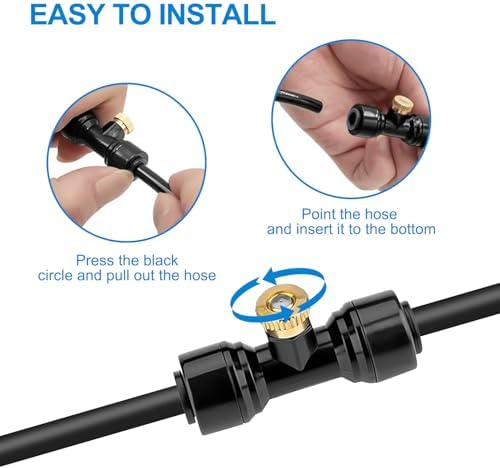 Connector Black 10PCS, Mister Nozzle Replacement Kit for Homenote,Lekit,Bonviee,lifeegrn, 10 Pcs Outside Brass Mist Nozzles & Tees for 1/4'' Hose, Outdoor Water Misting Cooling System, Pation Misting - Image 3