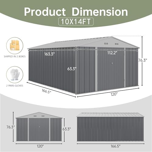 Devoko 10x14 FT Outdoor Storage Shed, Gray - Image 3