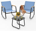 Ahomly 3 Pieces Patio Furniture Set Textilene Rocking Set, Lightblue by Ahomly