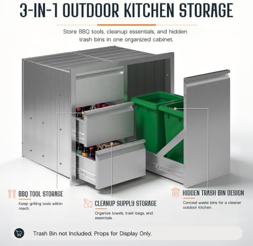 SPECRAFT 28 in Stainless Steel Outdoor Kitchen 3-Drawer & Door Cabinet - Image 4