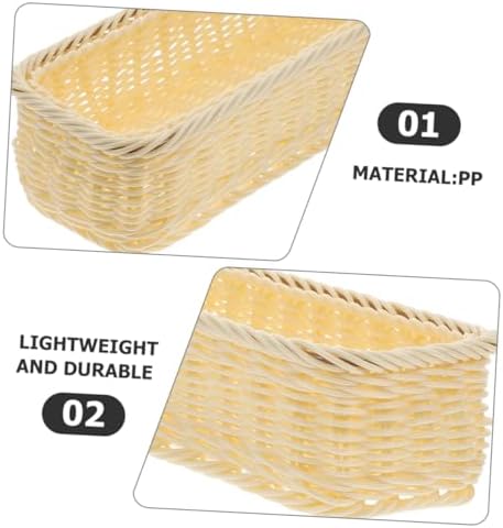 Woven Storage Basket 3Pcs PP Rectangular Bread Organizer for Restaurant - Image 5