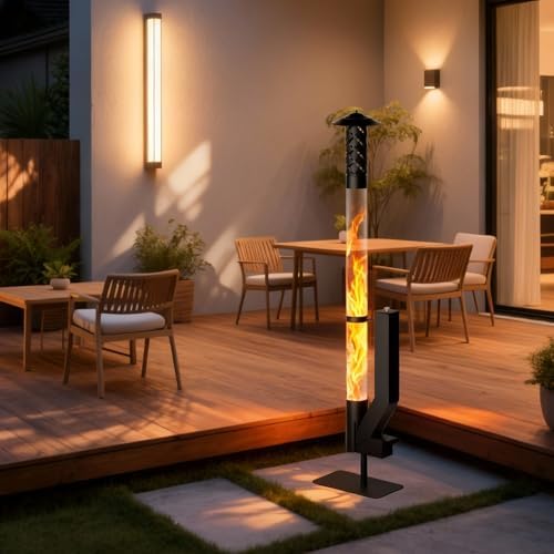 62 Inches Wood Pellet Patio Heater, Outdoor Fire Pit with Glass Tube - Image 2