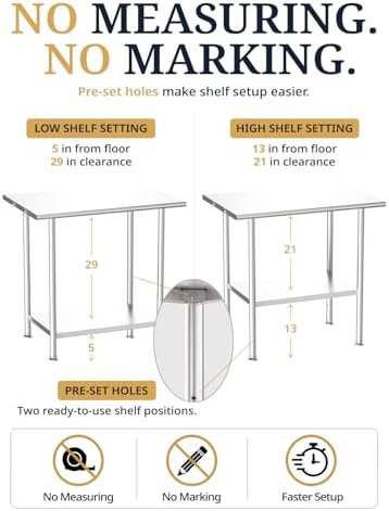 Atelicf NSF Stainless Steel Prep Table 24X72 inch, Rounded Flat Top - Image 4