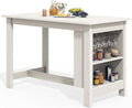 SERWALL Outdoor HDPE Counter-Height Bar Table with Storage Rack, White by SERWALL