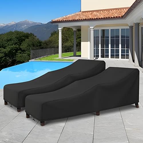 Arcedo Outdoor Chaise Lounge Chair Cover 2 Pack, 68" x 30" x 26" H, Black - Image 7