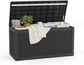 ROJIK Outdoor Storage Housing Deck Box - Waterproof Patio Furniture, Garden Tools, Cushions, Pool Accessories Storage Bench with Lockable Lid and Side Handles (Black 110 Gal) by ROJIK