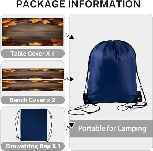 CAPSCEOLL Fitted Picnic Table Cover with Bench Covers 8ft - Brown Wood - Image 4