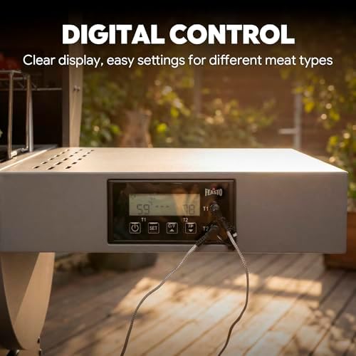 Feasto 30'' Charcoal Grill w/Offset Smoker, Digital Display & Meat Probes - Image 5