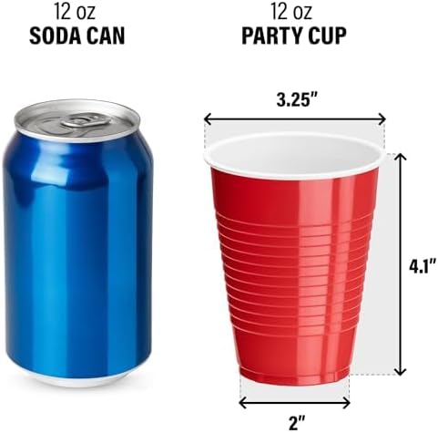 DecorRack 20 Party Cups 12 oz Disposable Plastic Cups for Birthday Party Bachelorette Camping Indoor Outdoor Events Beverage Drinking Cups (Red, 20) - Image 5