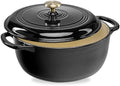 Best Choice Products 7.5 Quart Enamel Cast-Iron Round Dutch Oven, Family Style Heavy-Duty Pre-Seasoned Cookware for Home, Kitchen, Dining Room, Oven Safe w/Lid, Dual Handles - Black Licorice by BestChoiceProducts