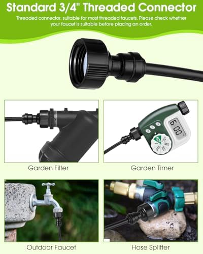 Misters for Outside Patio 32.8Ft (10M) Outdoor Water Misting Cooling System Backyard Mist Kit with 360 ° Adjustable Brass Mist Nozzles & Brass Adapter(3/4'') for Garden,Greenhouse,Fan,Pool,Porch - Image 4