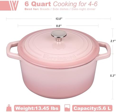 VORRINGARD Enameled Cast Iron Dutch Oven Pot with Lid, for Bread Baking, Round Bread Oven- include Sourdough Bread Baking Supplies Set, 6QT, Pink - Image 2
