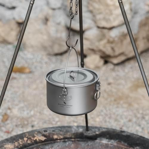 iBasingo 1300ml (44 fl oz) Titanium Bail‑handle Pot Camping Pot Ti2043C - Image 5