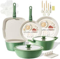 BECIGAR 23pcs Ceramic Pots and Pans Set, Nonstick Detachable Handle Cookware, Induction Kitchen Cooking Set, Include Frying Pans & Saucepans Oven Safe(Green) by BecigarCookware