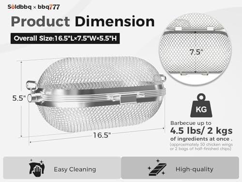 64000 Rotisserie Baskets for Napoleon Outdoor Grills, Universal Stainless Steel BBQ Rotisserie Basket Accessory for Weber, Big Green Egg, for Most Spit Rods of Grills Rotisserie,Capacity up to 4.5 lbs - Image 2