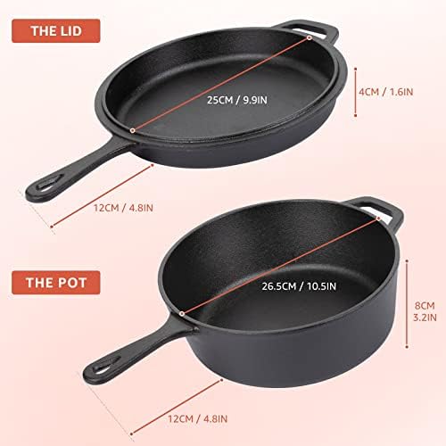 Overmont 2-in-1 Cast Iron Dutch Oven - 3.2QT Deep Pot with Lid Recipe - Image 4