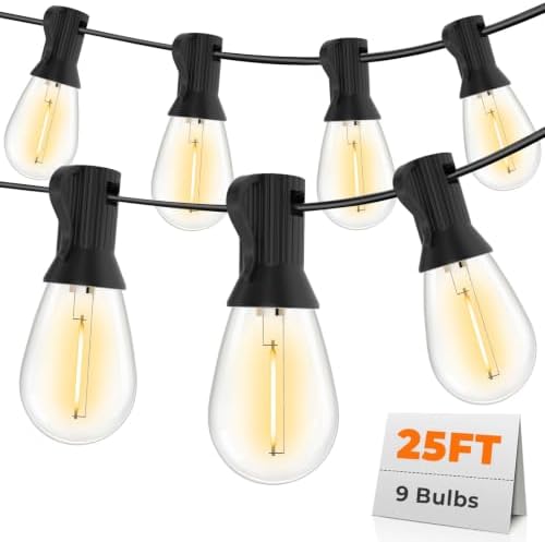 GvvooHome Outdoor String Lights, 25FT LED Waterproof Patio Lights by GvvooHome