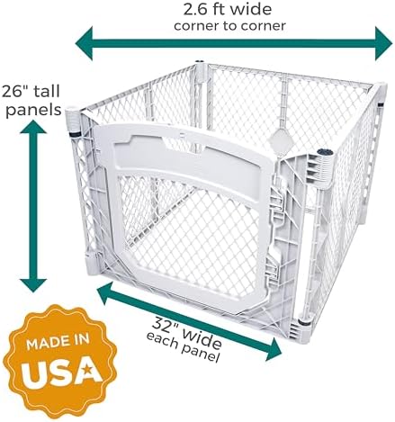 MyPet North States Petyard Plus: 3 Ft. Wide Folding Dog Playpen Indoor or Outdoor. 4-Panel Freestanding Play Pen Dog Gate Made in USA. 26" Tall, Light Gray - Image 7
