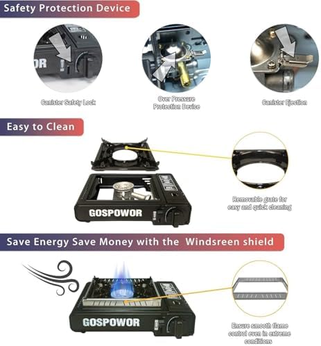 Propane or Butane Stove with Windblocker, 10,000 BTU Dual Fuel Camp Stove, Automatic Ignition Gas Portable Stove with Propane Adapter Hose Carrying Case for Outdoor (Fuel Not Included) - Image 4
