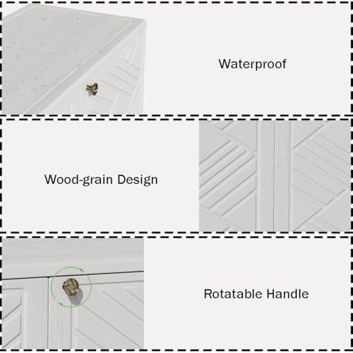 Outdoor/Indoor Storage Box,Resin and Plastic Storage Cabinet Waterproof,Outdoor Cabinet for Patio/Garden/Balcony/Backyard/All Room (with 2 Shelves)-White - Image 5