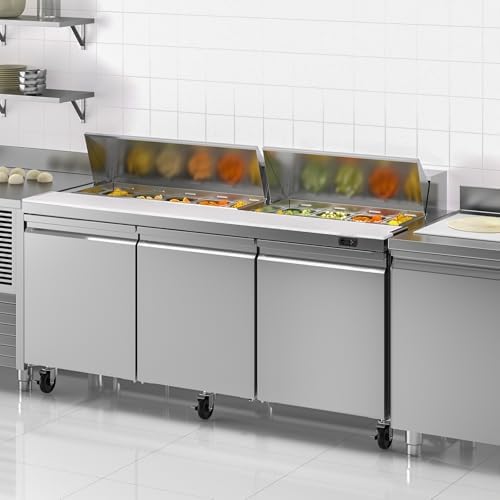 Rockitch 72" W Commercial Sandwich Prep Table Refrigerator 22 Cu.ft 16 Pans - Image 6