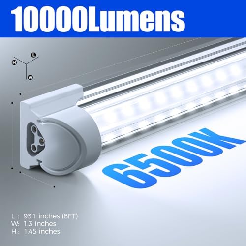Barrina T8 LED Shop Lights 8FT, 72W 10000LM 6500K, High Output, 10 Packs - Image 3