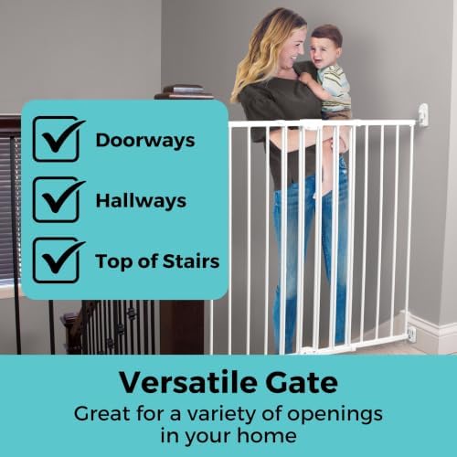 Toddleroo Easy Swing & Lock Baby Gate for Top of Stairs: 36" Tall, White - Image 3