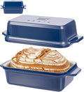 Enameled Cast Iron Dutch Oven for Bread Baking, 9×5 Dutch Oven Pot with Lid, 2 in 1 Sourdough Bread Pans for Baking with Lid, Roasting & Braising, Easy Release, Oven & Induction Safe (4.2 QT,Blue) by RYEDE