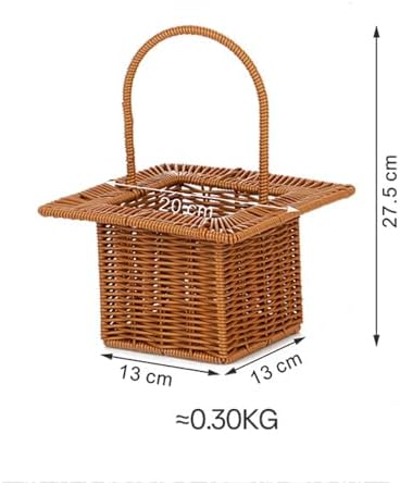 Storage Basket Organizer for Dining Table with Handle Multifunctional Picnic Basket, Brown Square - Image 6