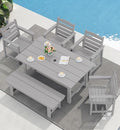 SERWALL Outdoor Dining Set, Patio Dining Set with Bench, Light Gray by SERWALL