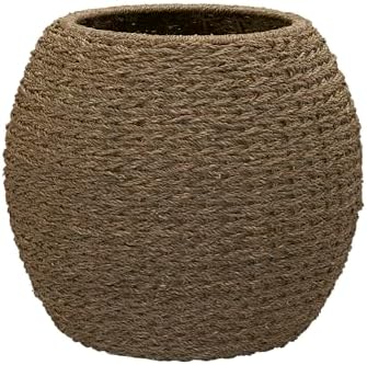 Household Essentials Handwoven Seagrass Barrel Wicker Storage Basket Side Table, Natural - Image 6