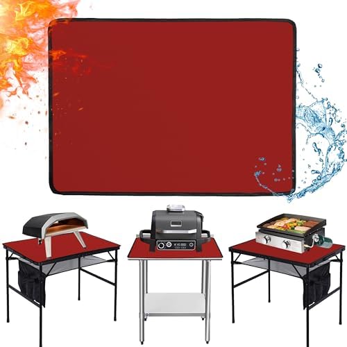 Heat Resistant Mats for Countertop fits Tabletop Grill, 25x19x0.04in, Red by Amerbro