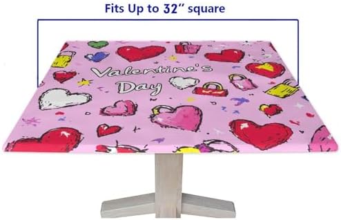 Fitted Outdoor Tablecloth, Love is in The Air Pattern Printed on Polyester Table Top Cover, Use for Kitchen Patio Restaurant, Fit for 32" x 32" Square Tables - Image 5