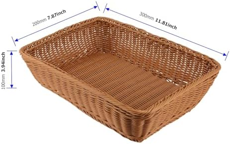 4 Pack 11.8 Inches Poly Wicker Woven Bread Baskets, Imitation Rattan Baskets, Poly Woven Baskets for Fruit, Food, Vegetables2 - Image 2