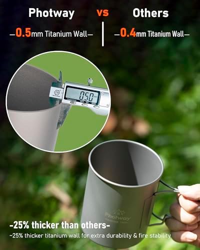 750ml (25oz) Titanium Camping Pot, Ultralight Backpacking Cookware - Image 3